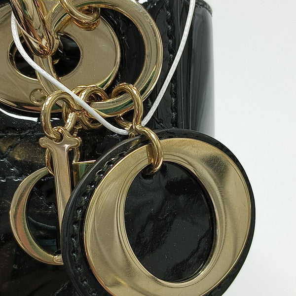 Lady Dior Mini Cannage Patent Leather Black