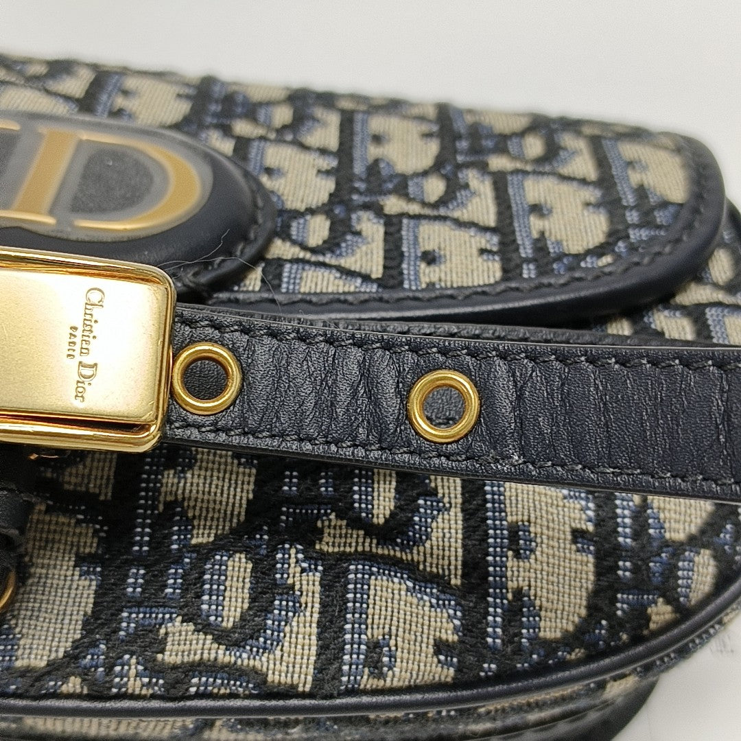 Bobby East-West Medium Oblique Canvas Blue