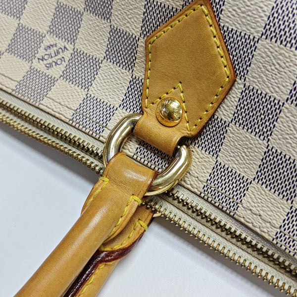 SALEYA PM Damier Azur Coated Canvas White