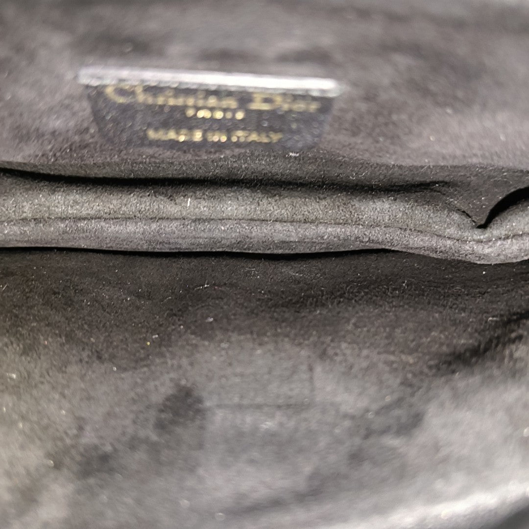 Cannage Calfskin Shoulder Bag Black