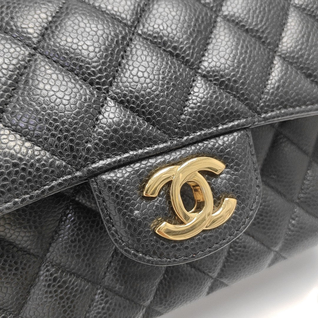 CLASSIC FLAP Small Quilted Grained Calfskin Black