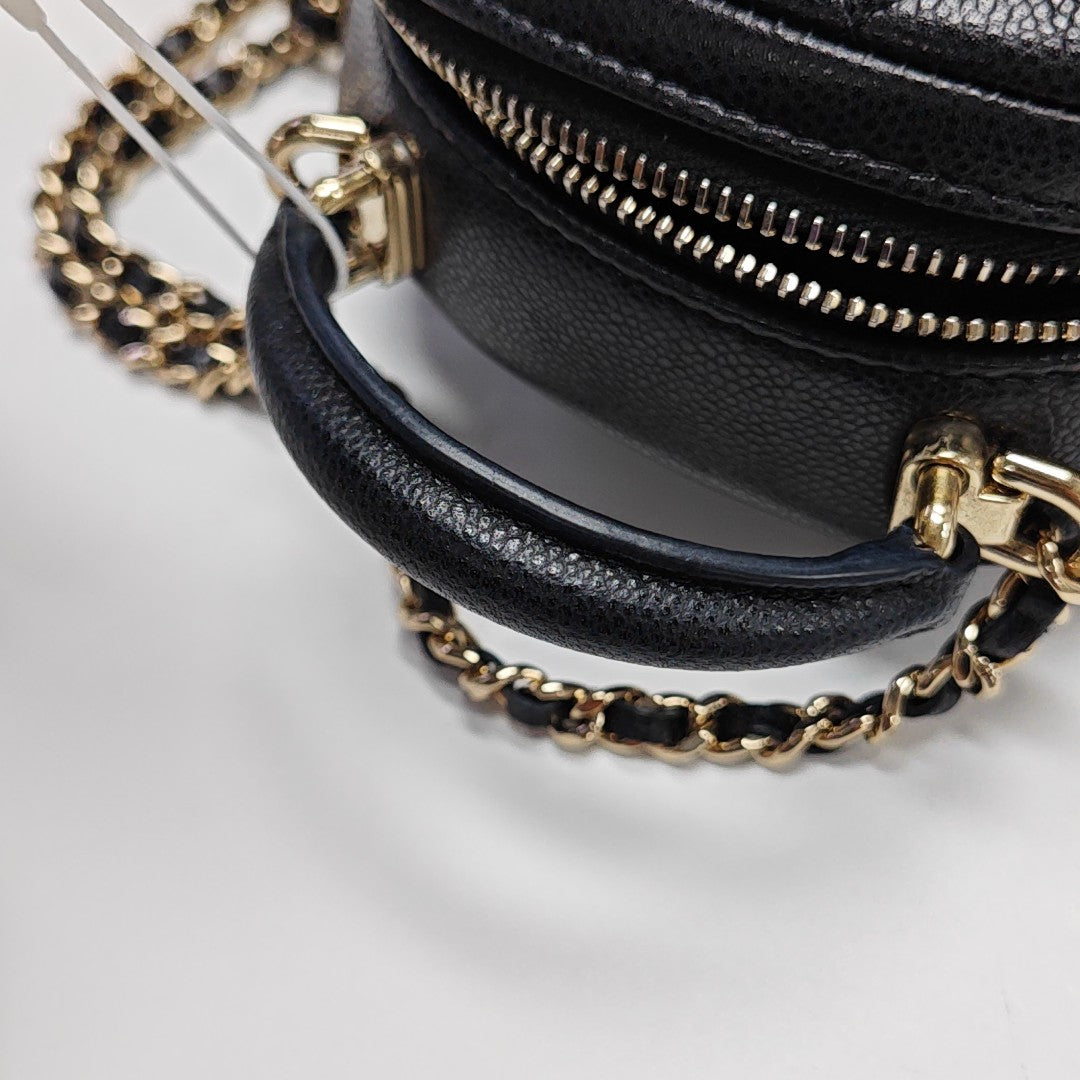 Quilted Grained Calfskin Backpack Mini Black