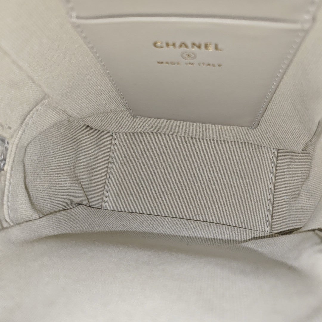 Quilted Grained Calfskin Backpack Mini Gray