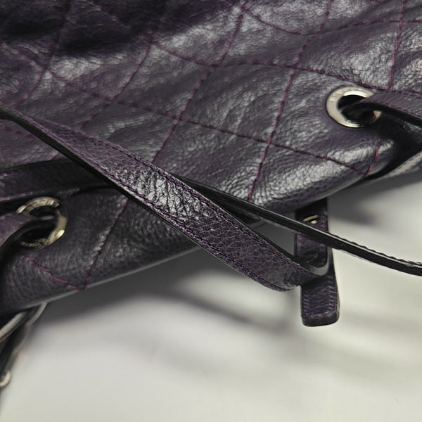 Quilted Calfskin Tote Bag Purple