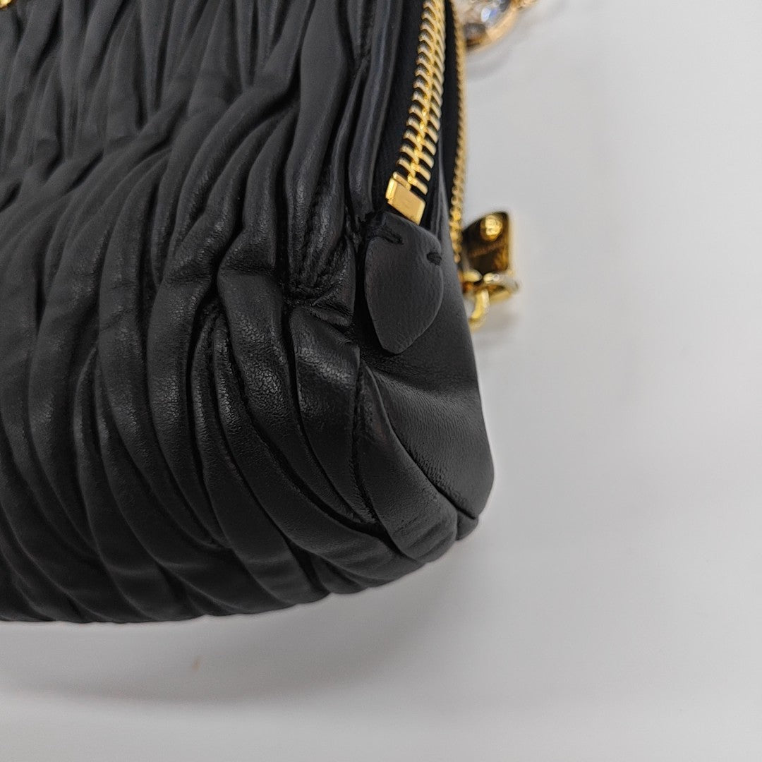 Quilted Lambskin Shoulder Bag Black