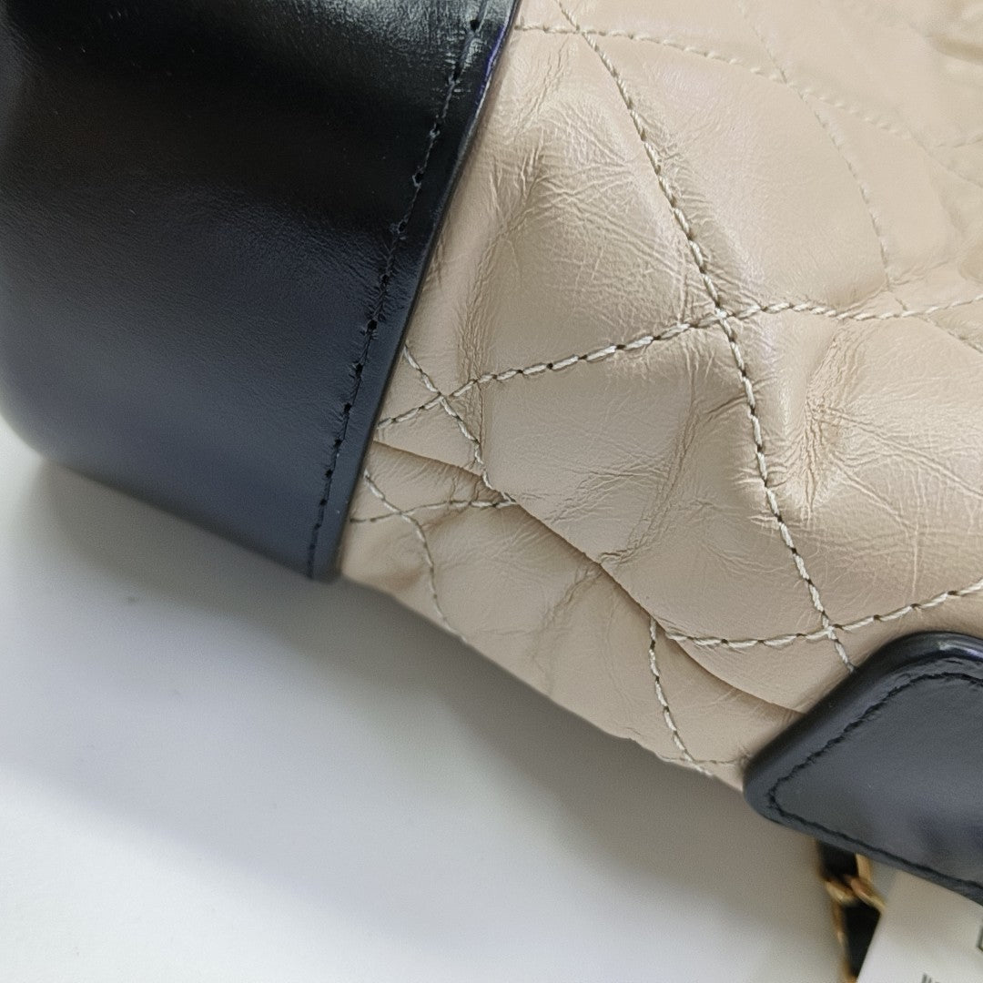 GABRIELLE Small Quilted Calfskin Beige
