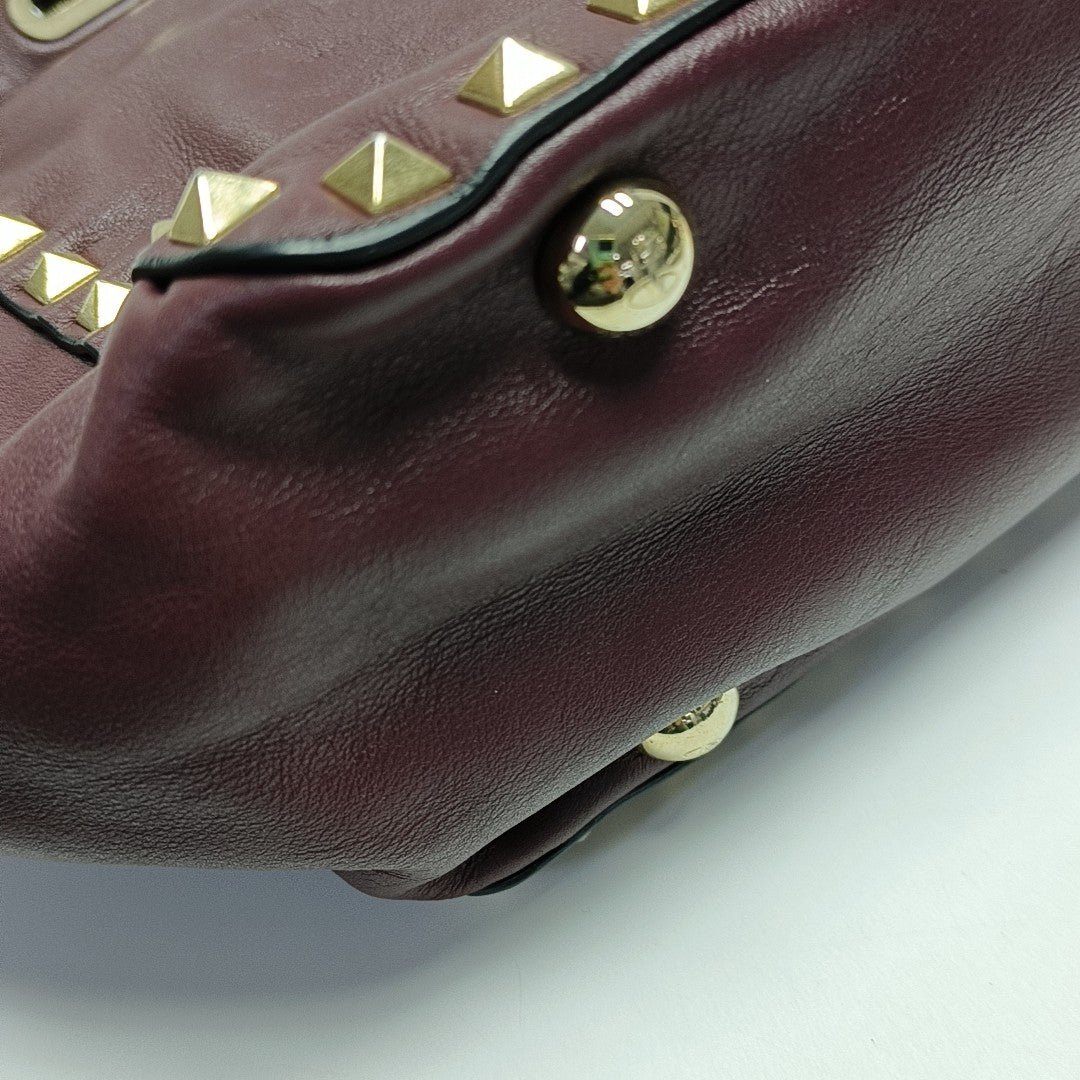 Rockstud Small Calfskin Red