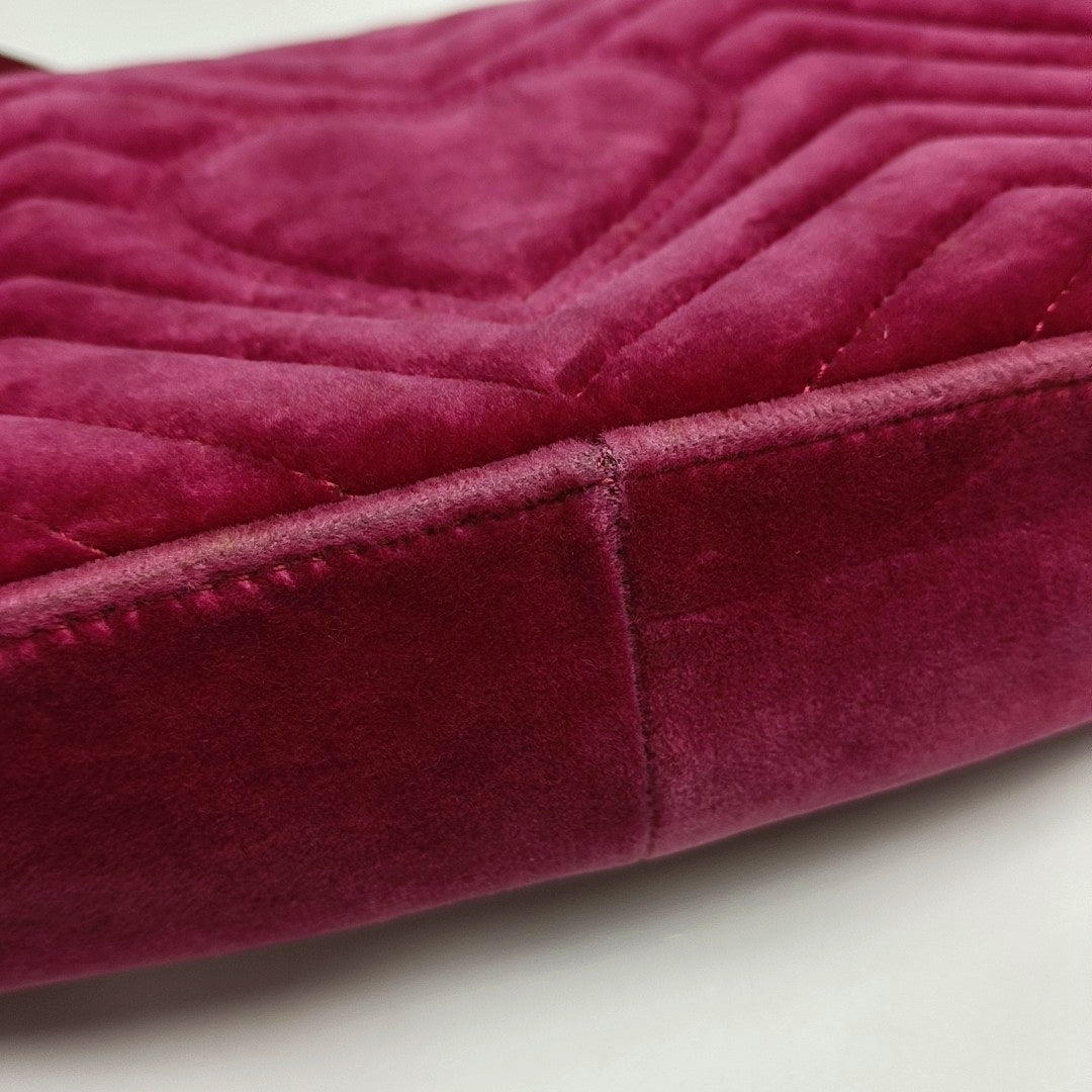 Authenticated pre-owned  GG Marmont Medium Velvet Pink - Crossbody Bag at Looply