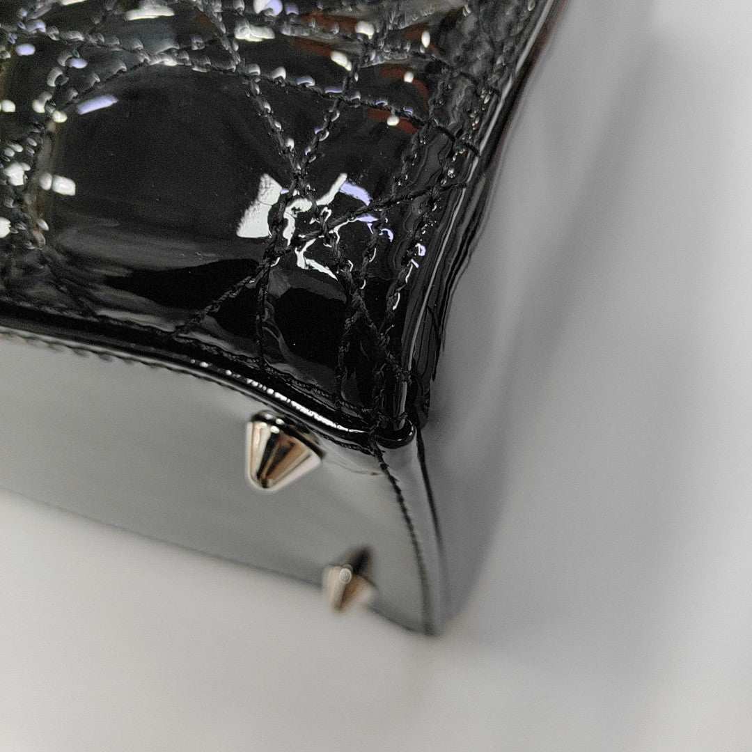 Lady Dior Medium Cannage Patent Leather Black
