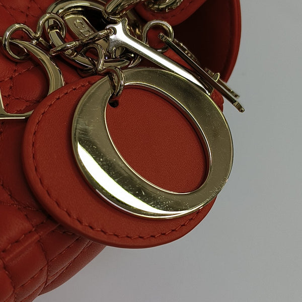 Lady Dior Small Cannage Lambskin Orange