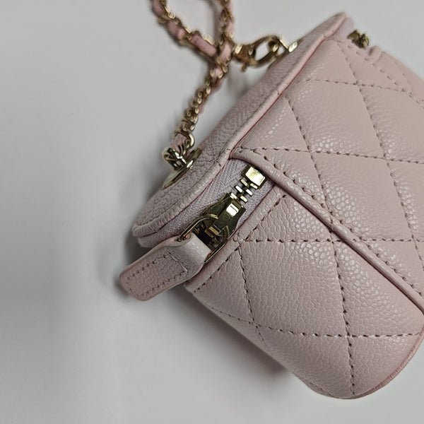 Quilted Grained Calfskin Top Handle Bag Pink