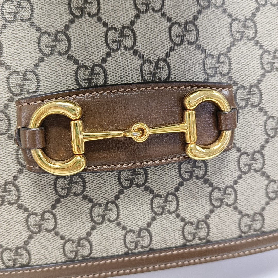 Horsebit 1955 Medium Monogram Coated Canvas Beige