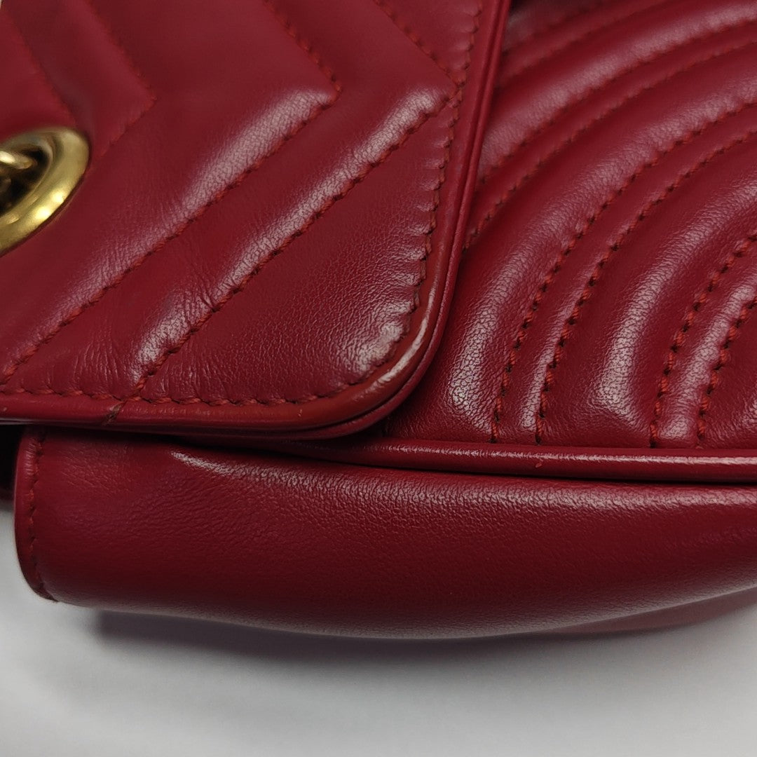 GG Marmont Small Quilted Calfskin Red