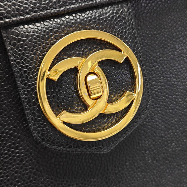 VINTAGE COSMETIC BAGS Grained Calfskin Black