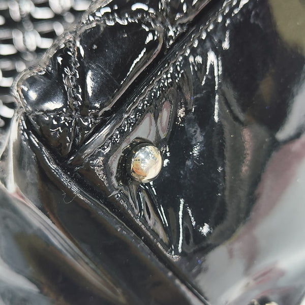Quilted Patent Leather Tote Bag Black