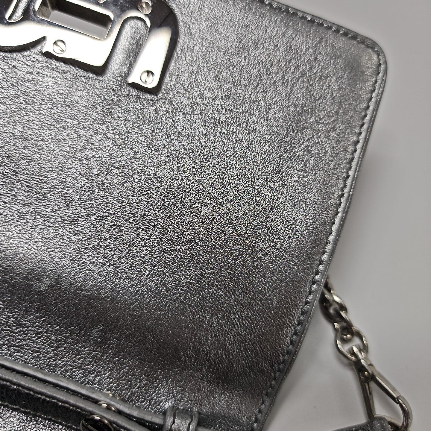 Quilted Lambskin Shoulder Bag Silver