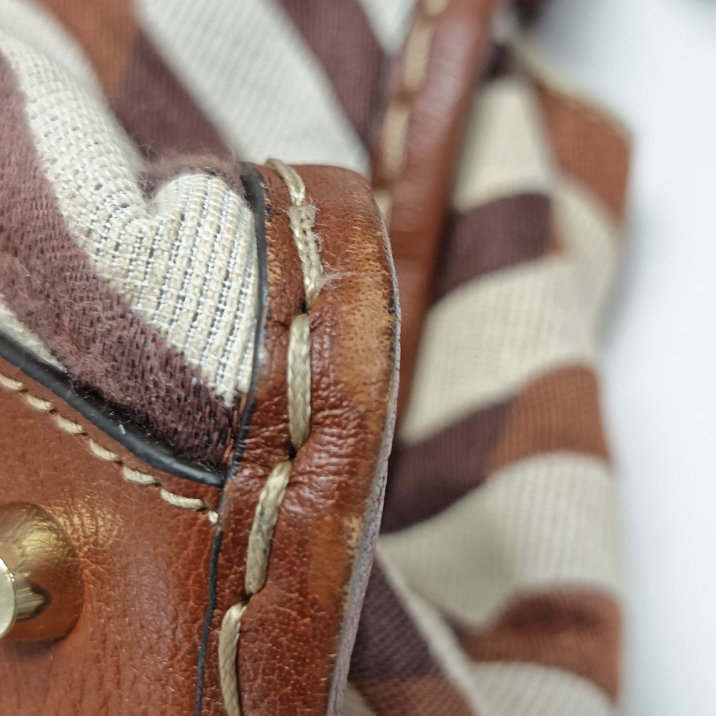 Fabric Top Handle Bag Brown