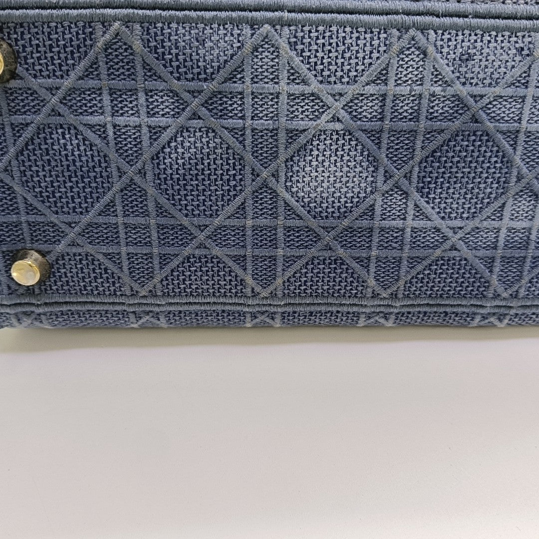 Lady D-Lite Medium Cannage Canvas Blue