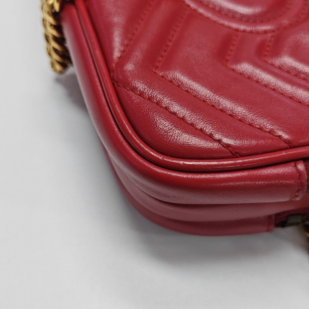 GG Marmont Mini Quilted Calfskin Red