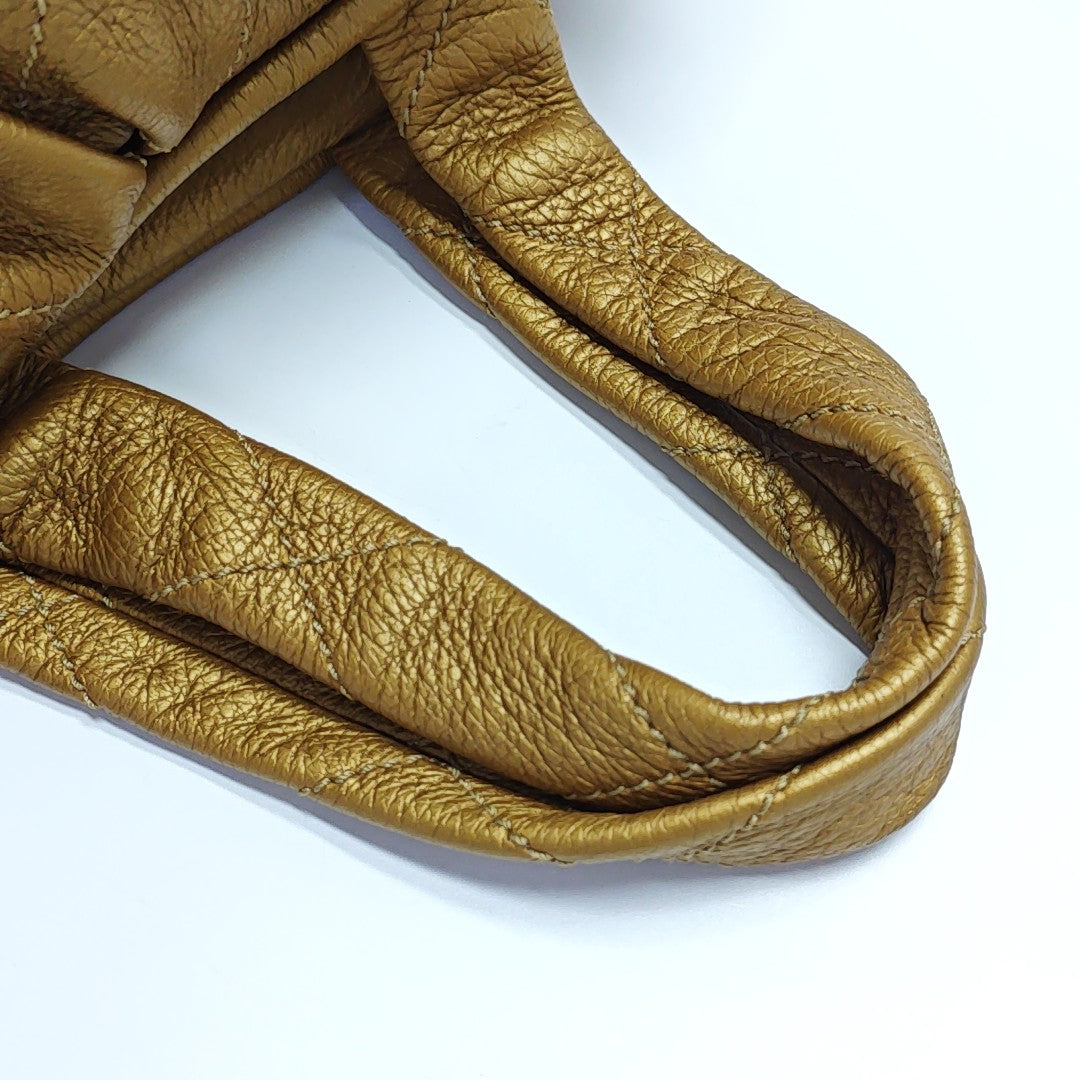 Quilted Deer Leather Gold
