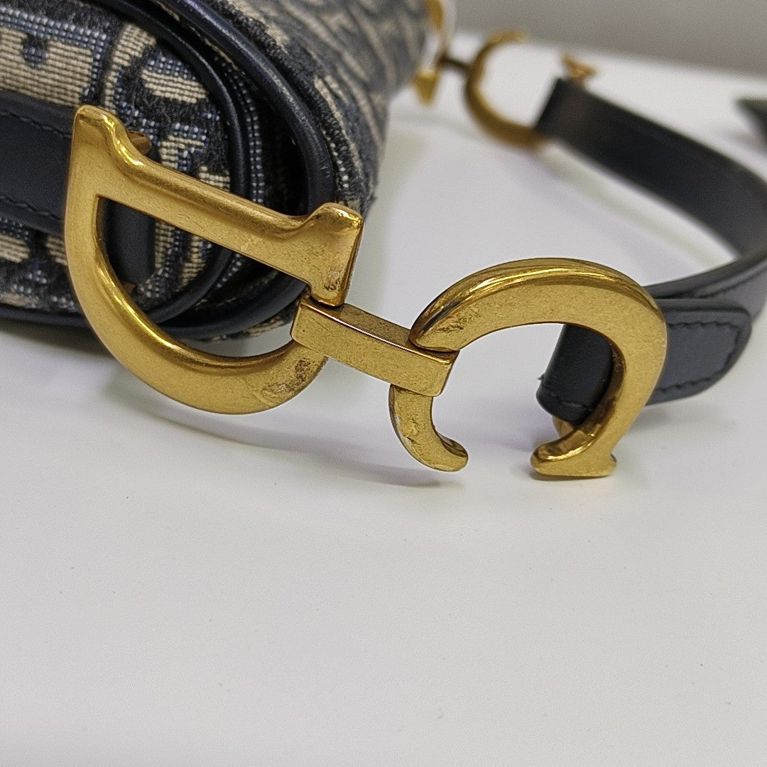 Saddle Mini Oblique Canvas Blue