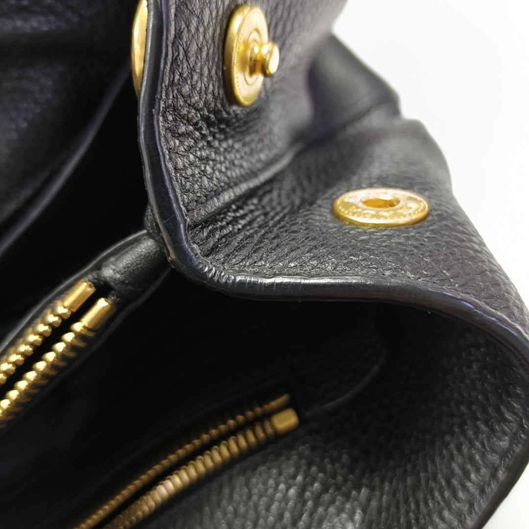Calfskin Top Handle Bag Black