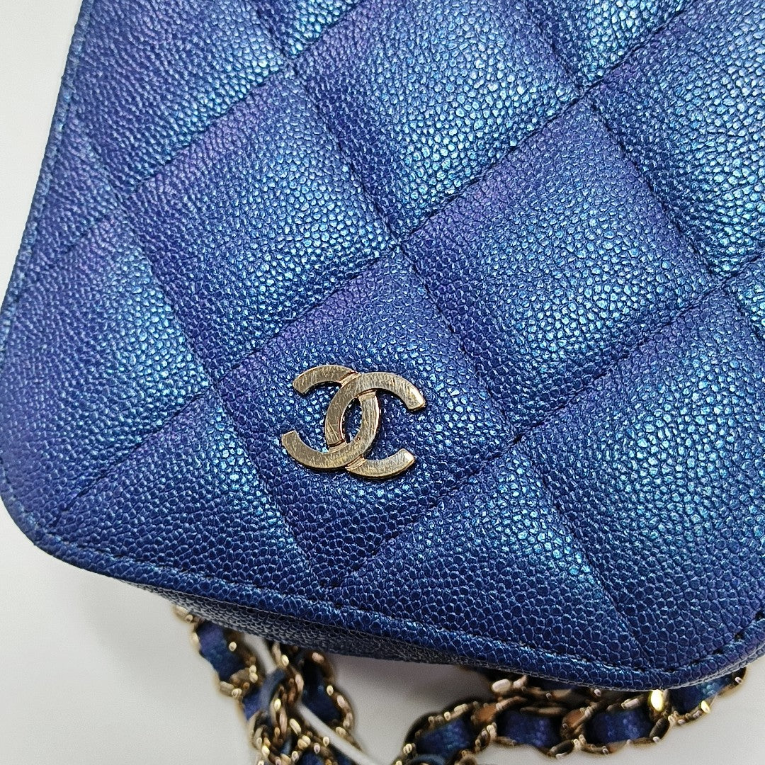 Quilted Grained Calfskin Blue