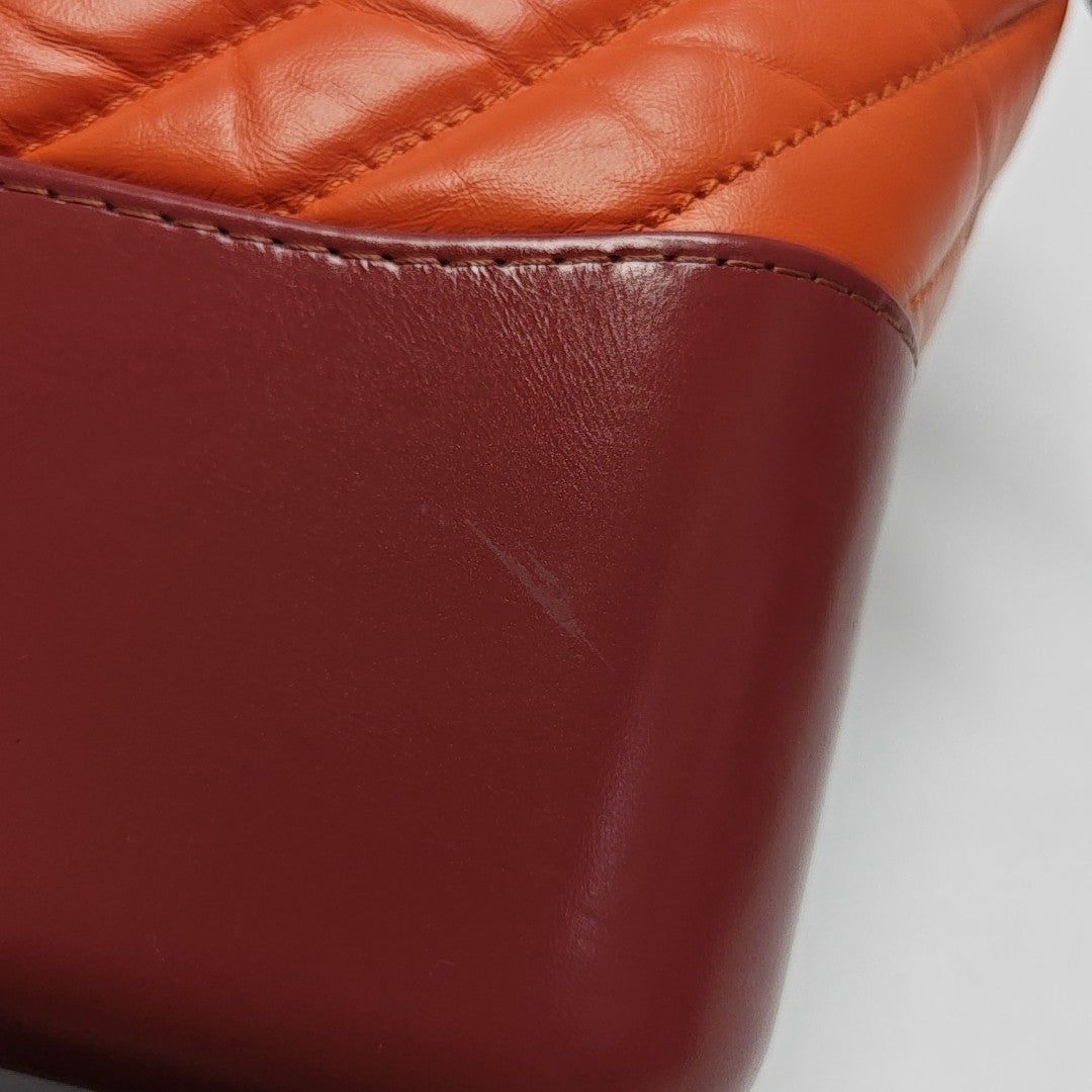 GABRIELLE Medium Chevron Calfskin Orange