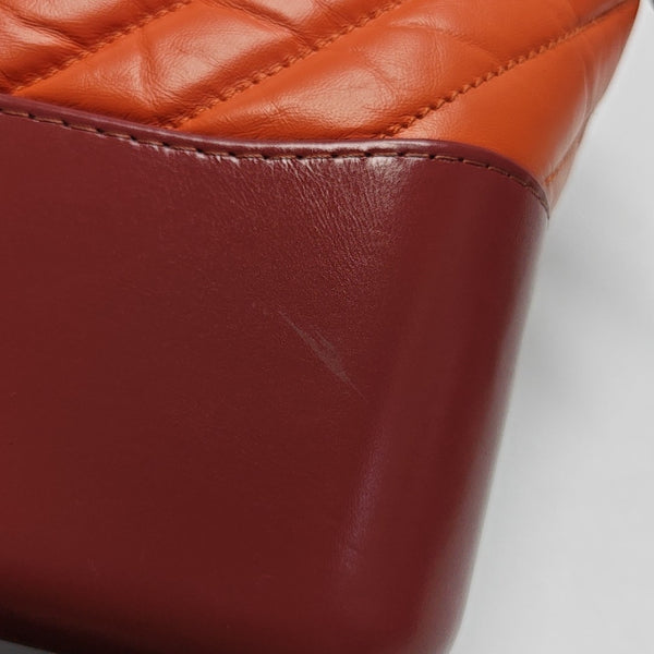 GABRIELLE Medium Chevron Calfskin Orange