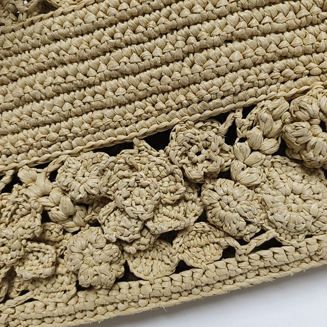 Book Tote Small Straw Beige