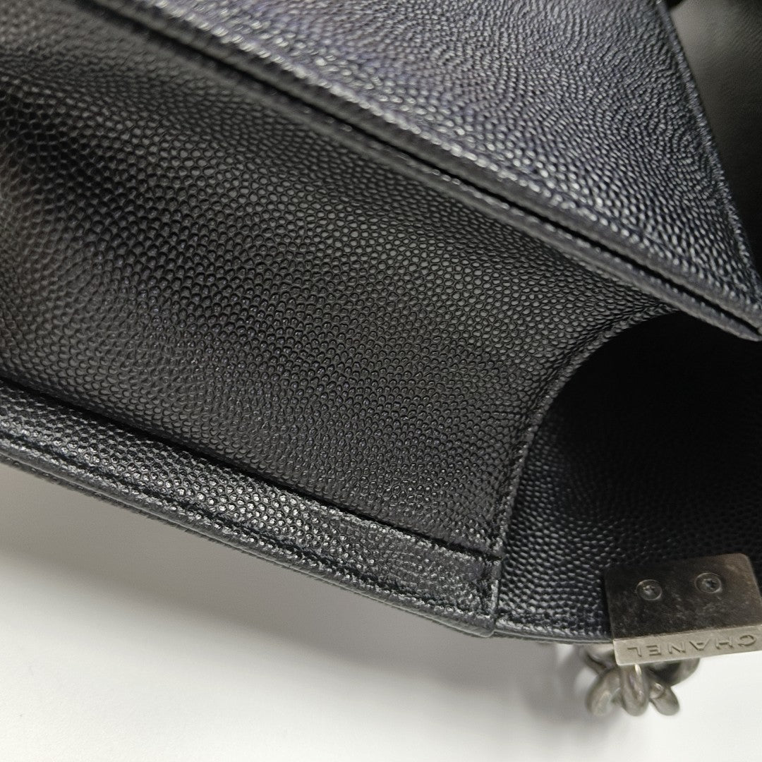 BOY CHANEL Small Quilted Grained Calfskin Black