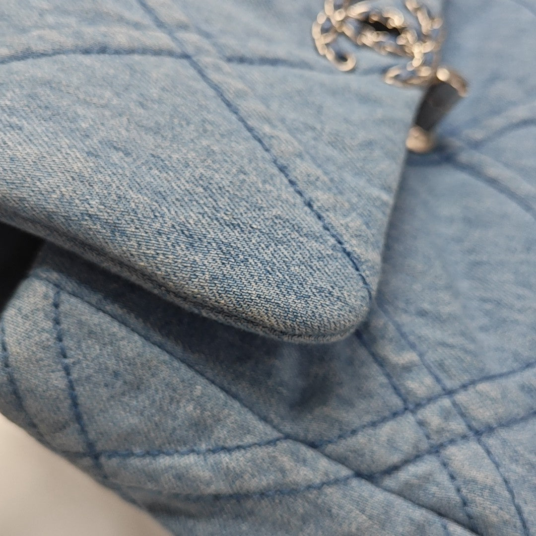 CHANEL 19 Small Quilted Canvas Blue