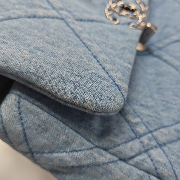 CHANEL 19 Small Quilted Canvas Blue