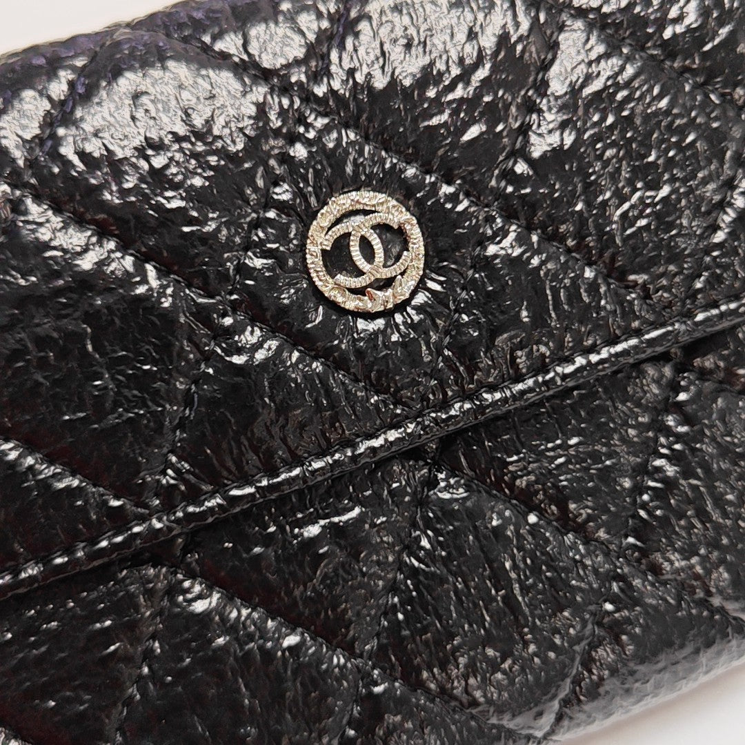 Quilted Calfskin Wallet Black