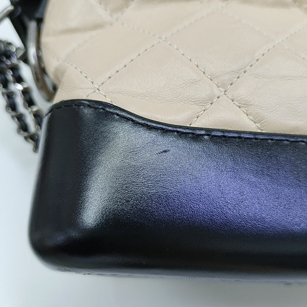 GABRIELLE Small Quilted Calfskin Beige