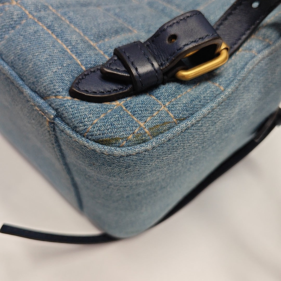 GG Marmont Small Quilted Denim Blue