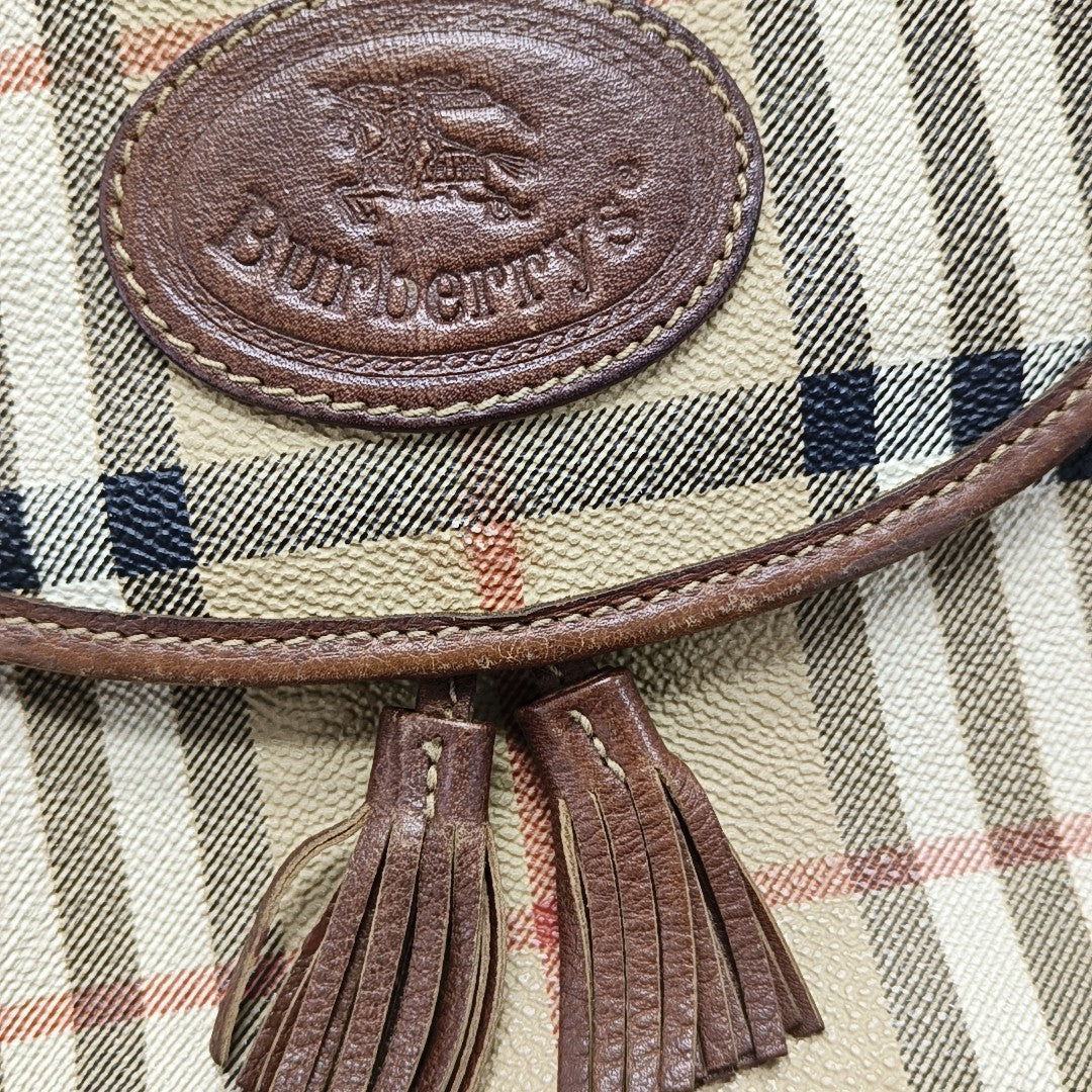 Coated Canvas Shoulder Bag Beige