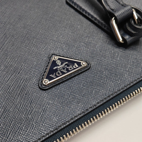 Saffiano Calfskin Top Handle Bag Blue