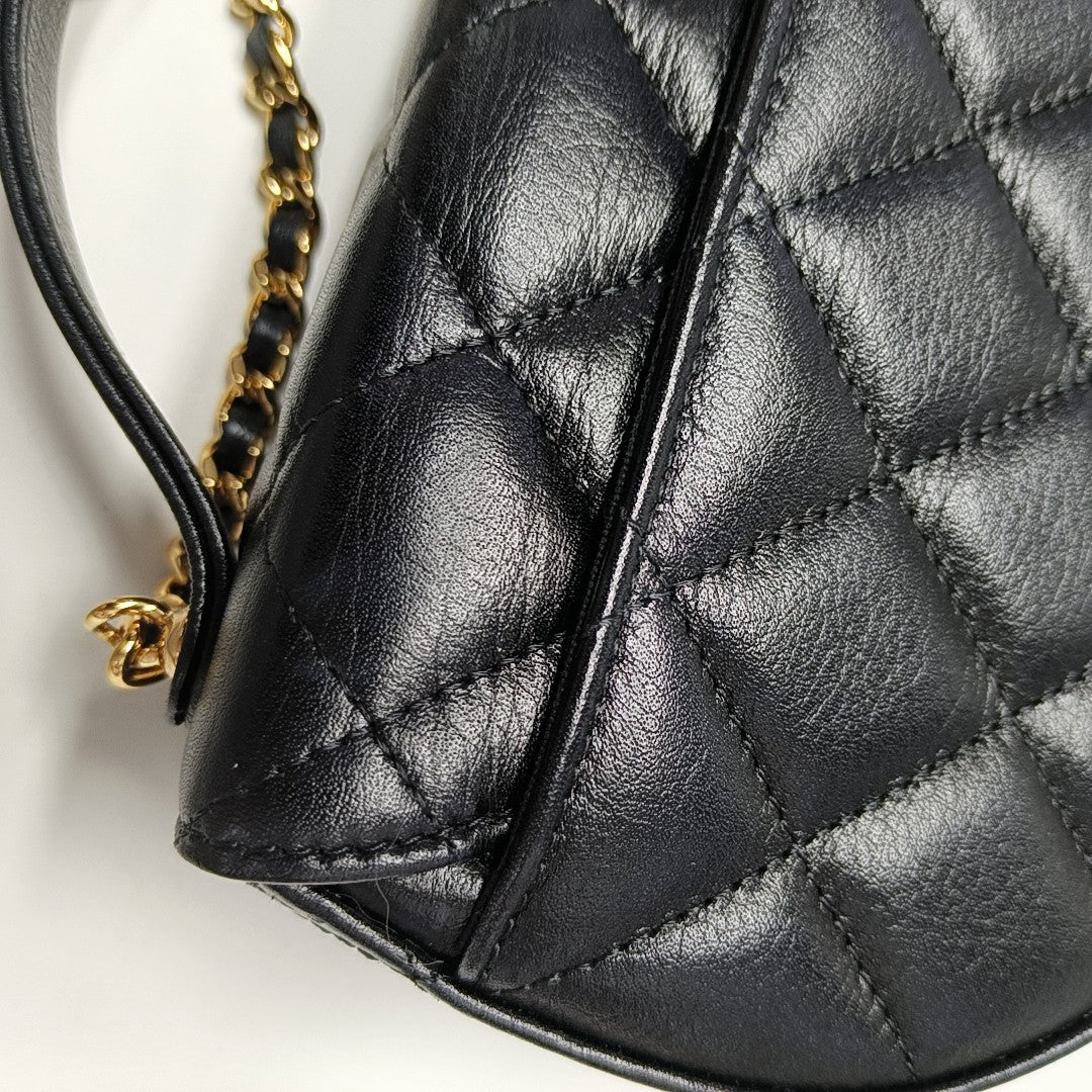 23A HOBO Quilted Calfskin Black