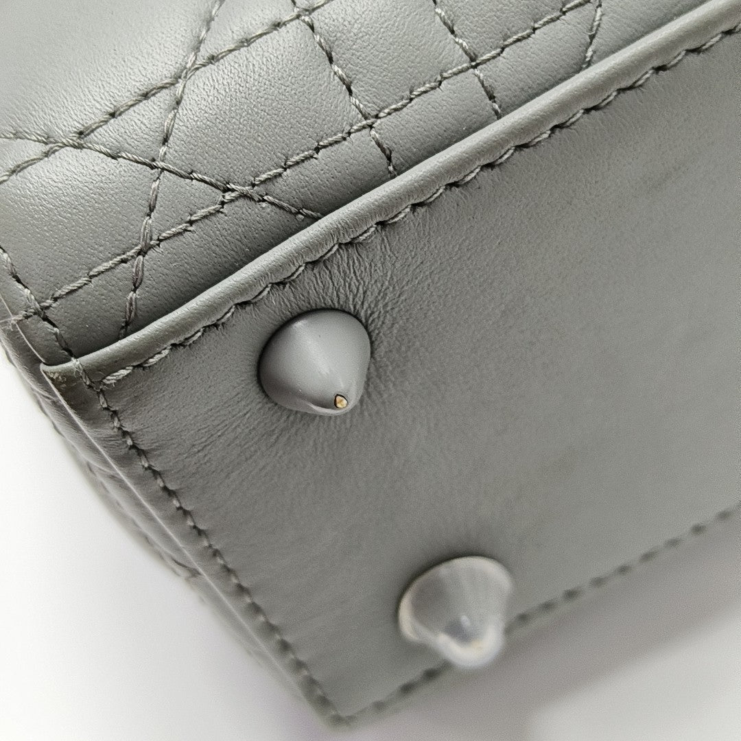 Authenticated pre-owned  Lady Dior Small Quilted Lambskin Grey - Tote Bag at Looply