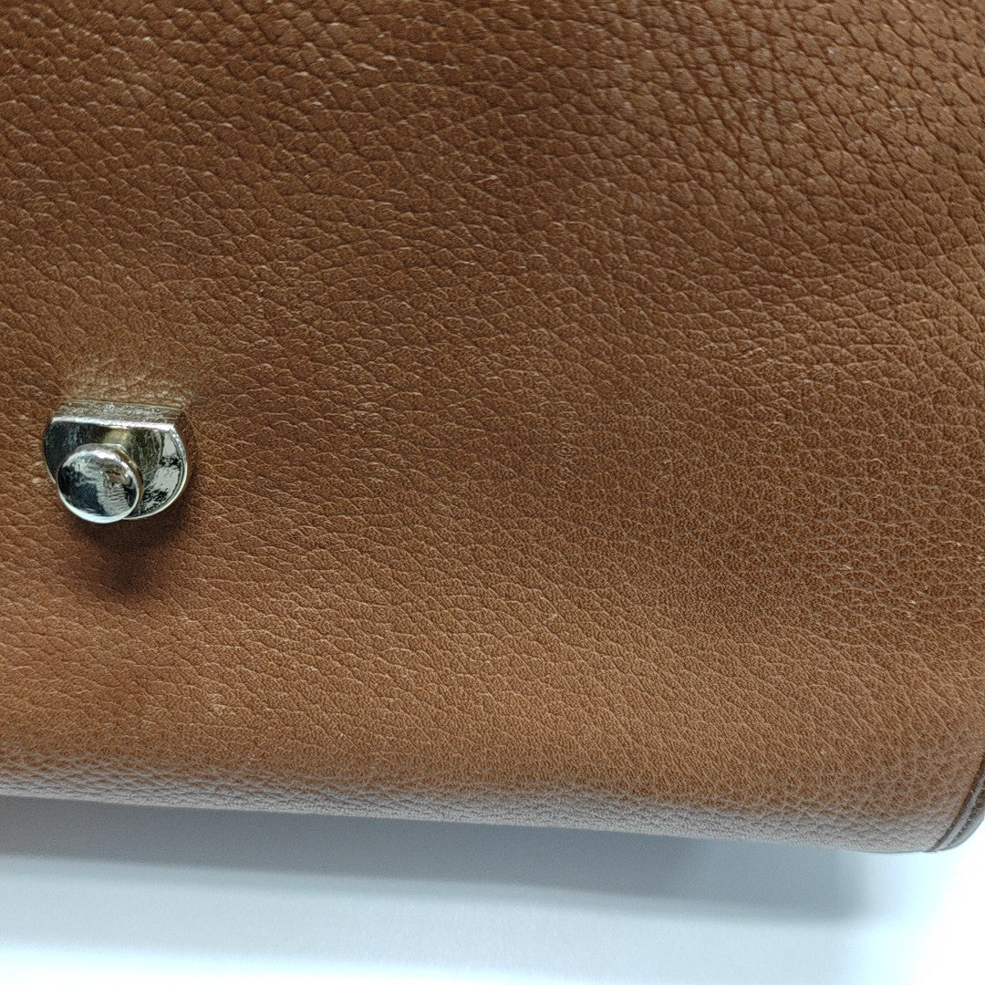 Calfskin Top Handle Bag Brown