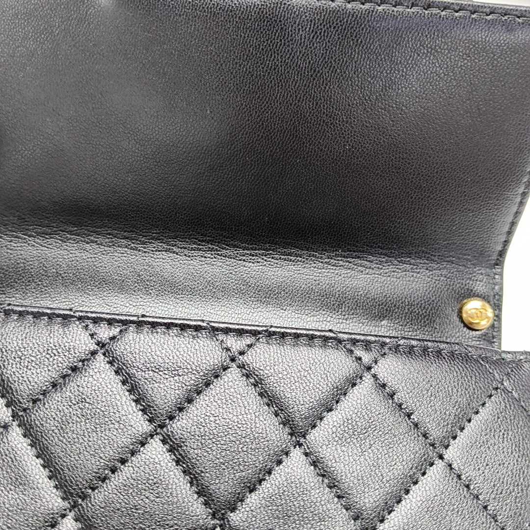 Quilted Lambskin Crossbody Bag Black