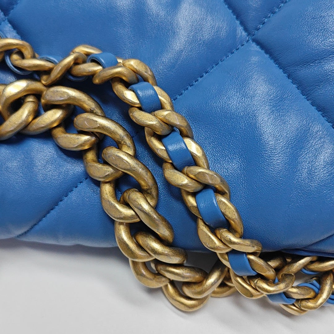 CHANEL 19 Large Quilted Lambskin Blue