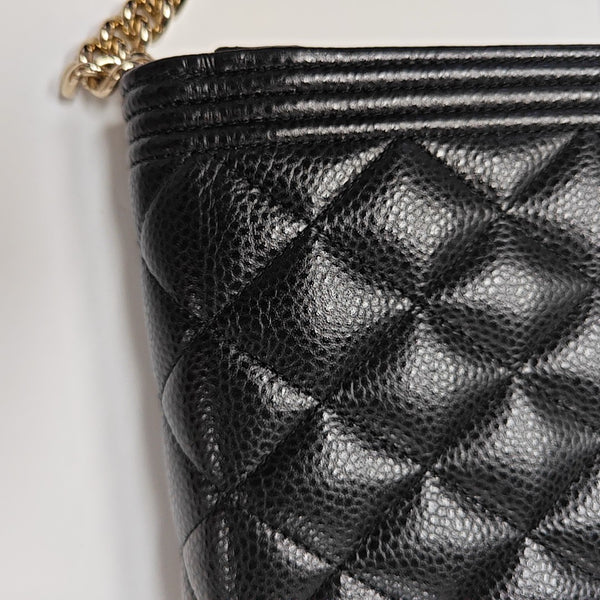 BOY CHANEL Mini Quilted Grained Calfskin Black