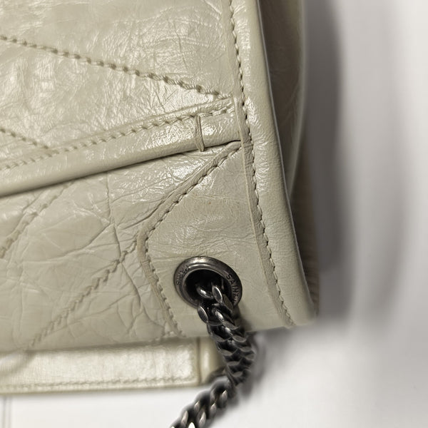 NIKI Small Chevron Calfskin White