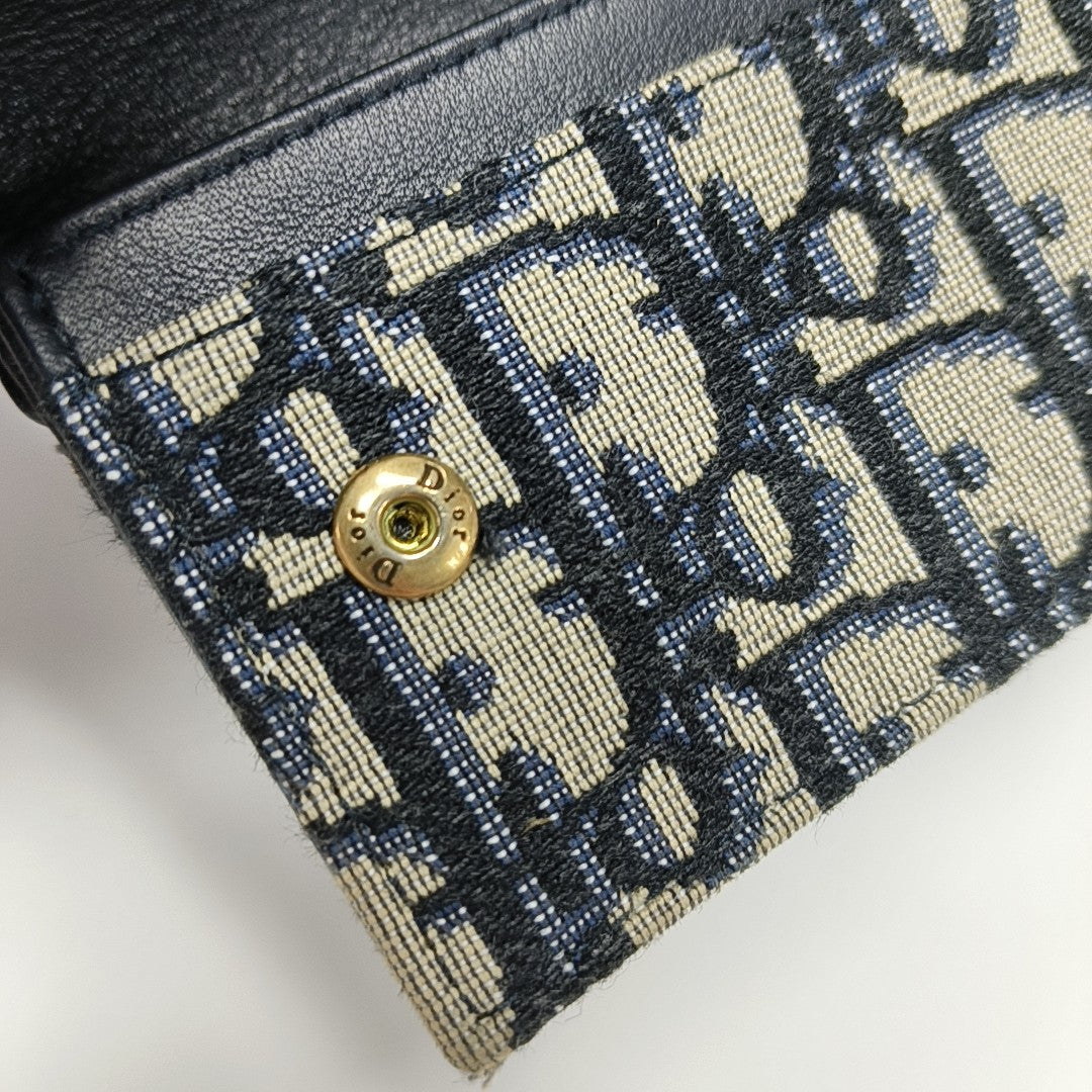 Saddle Mini Oblique Canvas Blue Card Holder