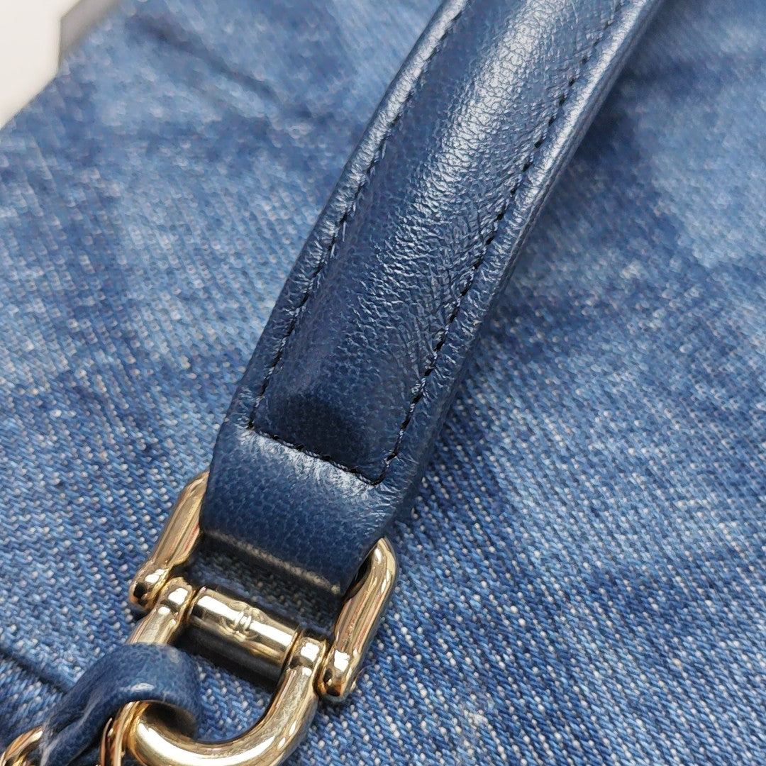 VINTAGE COSMETIC BAGS Quilted Denim Blue