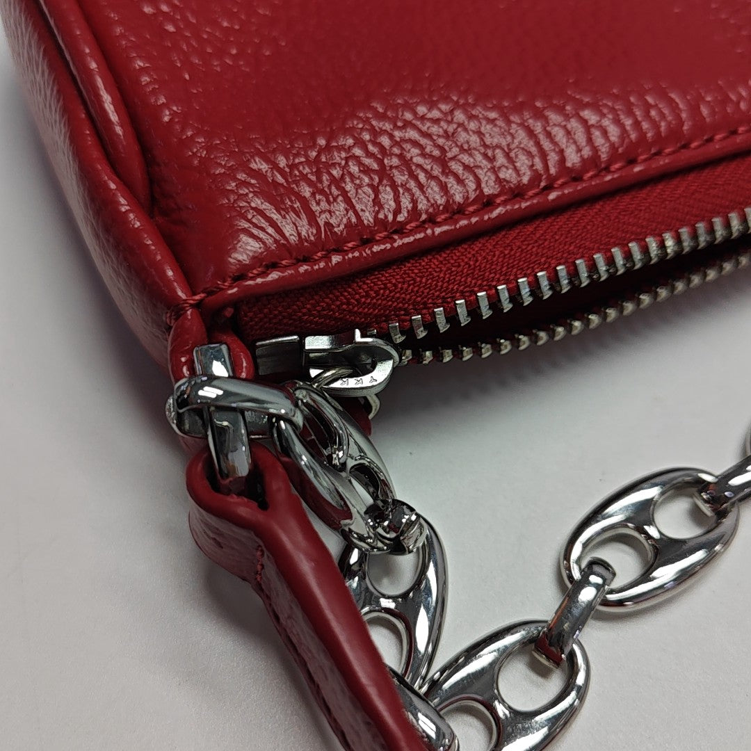 Leather Top Handle Bag Red