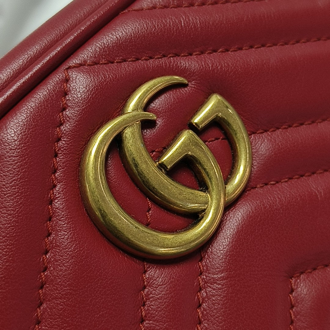 GG Marmont Super Mini Quilted Calfskin Red