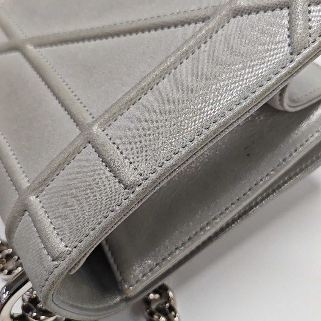 Diorama Small Cannage Calfskin Silver